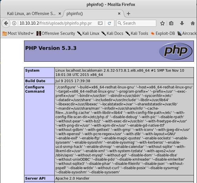 Fristileaks Web Exploitation - PHP Info page visible